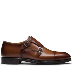 Suitsupply Leather Double Monk Strap Shoes Brown Size 10